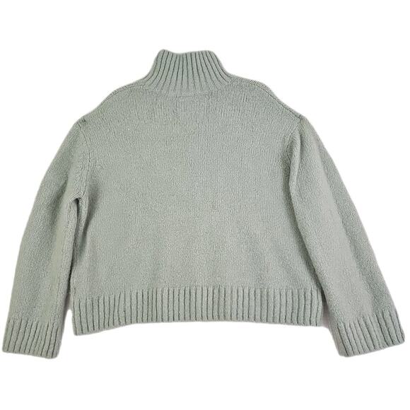 H & M ~Woman Size L~ Light Green Wool/Alpaca Blend Crop Boxy Sweater. - Picture 3 of 16